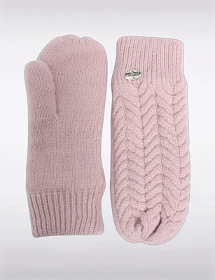 Cozy Herringbone Cable-Knit Mittens with Fleece Lining and Logo Detail by Bula