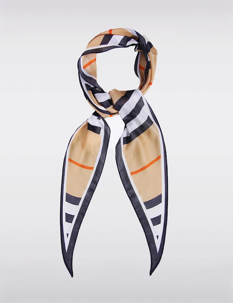 Versatile Navy Striped Triangle Scarf With Silky Fabric & Elegant Flow