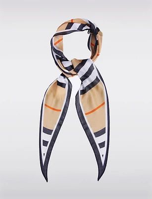 Versatile Navy Striped Triangle Scarf With Silky Fabric & Elegant Flow