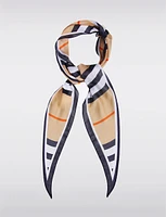 Versatile Navy Striped Triangle Scarf With Silky Fabric & Elegant Flow