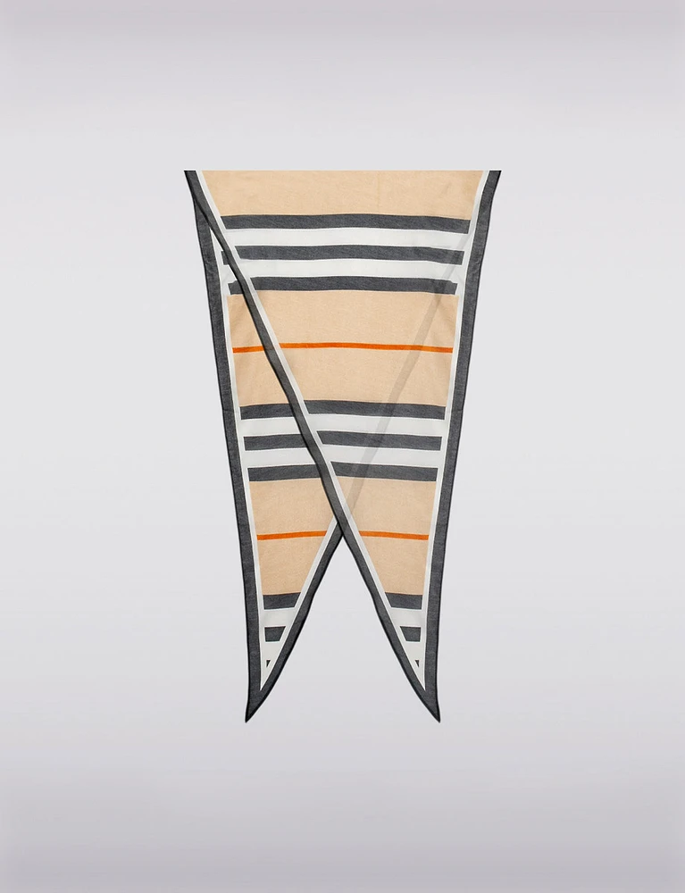 Versatile Navy Striped Triangle Scarf With Silky Fabric & Elegant Flow