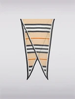 Versatile Navy Striped Triangle Scarf With Silky Fabric & Elegant Flow