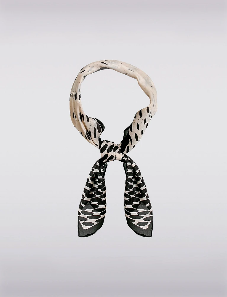 Sophisticated Silk-Finish Square Scarf with Geometric Design