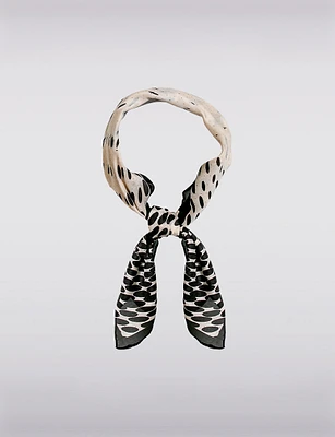 Sophisticated Silk-Finish Square Scarf with Geometric Design