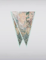 Lightweight Satin Triangle Scarf with Vibrant Tropical Essence Print