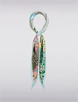 Lightweight Satin Triangle Scarf with Vibrant Tropical Essence Print