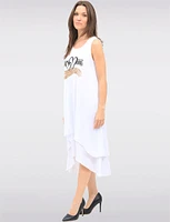 Sleeveless Tiered High-Low Dress with Heart and Cheetah Print by Fun Sport