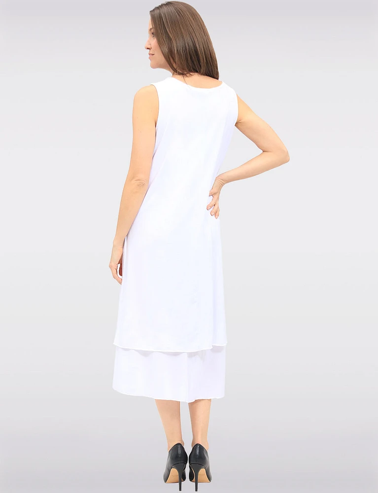 Sleeveless Tiered High-Low Dress with Heart and Cheetah Print by Fun Sport