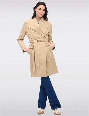 Large Lapel & Luxurious Shawl Collar Long Trench Coat by Ellen Tracy