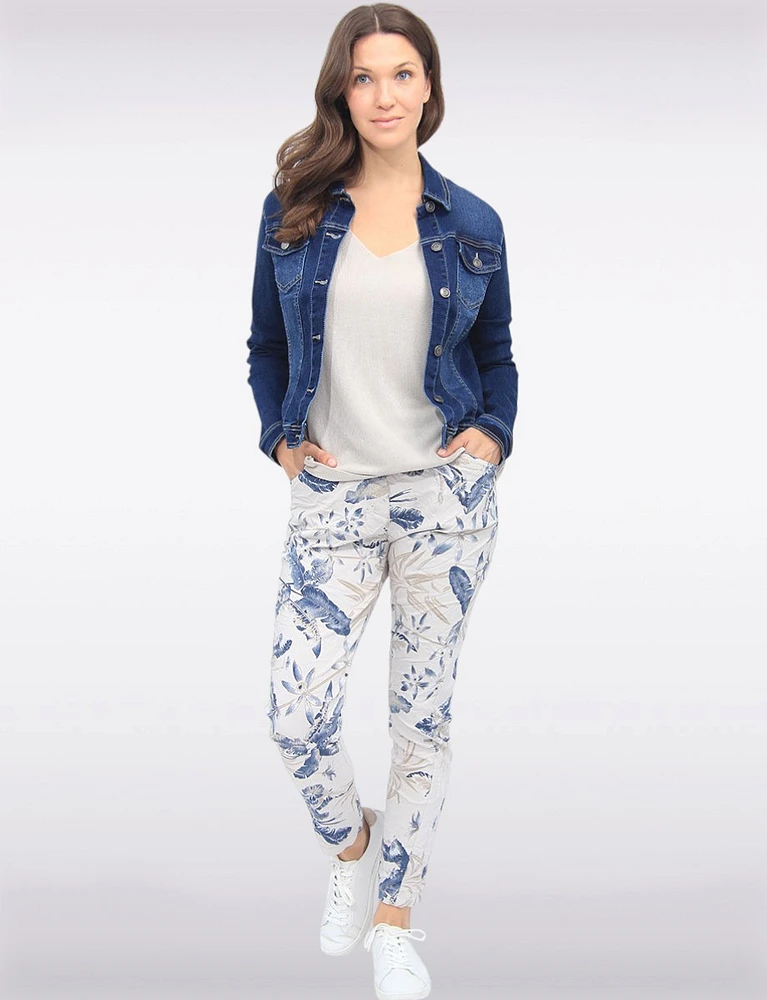 Modern Stretch Cotton Dark Indigo  Denim Wash Jean Jacket by Baccini