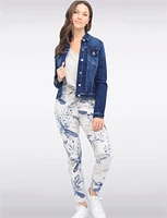 Modern Stretch Cotton Dark Indigo  Denim Wash Jean Jacket by Baccini