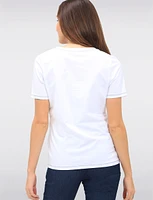 Bold Rhinestone Illustration Deep V-Neck Cotton Stretch Top by Orly