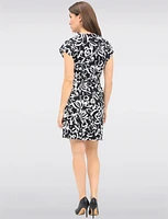 Elegant Crossover V-Neck Sleeveless Printed Dress with Removable Belt by GWV