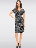 Flowy Floral Print A-Line Stretchy Short Sleeve Dress by GWV