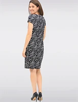Flowy Floral Print A-Line Stretchy Short Sleeve Dress by GWV