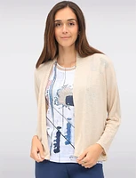 Lightweight Versatile Sheer Draped Open-Front Shrug with Long Sleeves by GWV