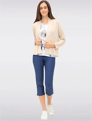 Lightweight Versatile Sheer Draped Open-Front Shrug with Long Sleeves by GWV