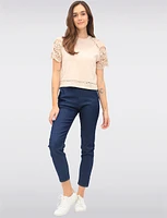 Cotton Blend Embroidered Short Sleeves & Trim Detail T-Shirt by Gabby Isabella