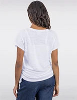 Softly Textured V-Neck Ruched Top with Adjustable Side Ties by Ninety