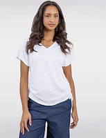 Softly Textured V-Neck Ruched Top with Adjustable Side Ties by Ninety