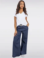 Chic Heathered V-Neck with Twist Front Detail & Short Sleeves by Ninety