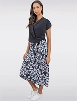 Flowy Open Crossover Sleeveless Top with Draped Front and Ruched Hem by Ninety