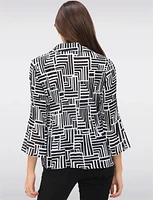 Pleated Button-Down Shirt Chic B&W Print & Elegant Flared Sleeves by Ninety