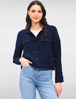 Classic Lightweight Button-Down Shirt Collar Functional Pockets Jacket by Ninety
