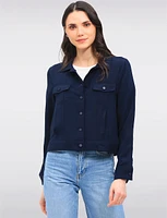 Classic Lightweight Button-Down Shirt Collar Functional Pockets Jacket by Ninety