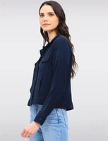 Classic Lightweight Button-Down Shirt Collar Functional Pockets Jacket by Ninety