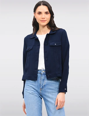 Classic Lightweight Button-Down Shirt Collar Functional Pockets Jacket by Ninety