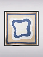 Luxurious Satin-Finish Square Scarf with Abstract Print & Contrast Border