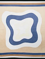 Luxurious Satin-Finish Square Scarf with Abstract Print & Contrast Border