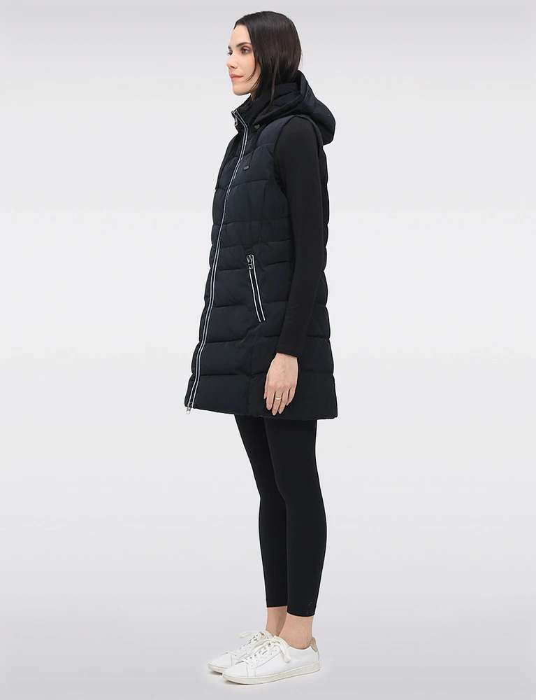 Chic Vegan Puffer Vest with Detachable Hood by Saki