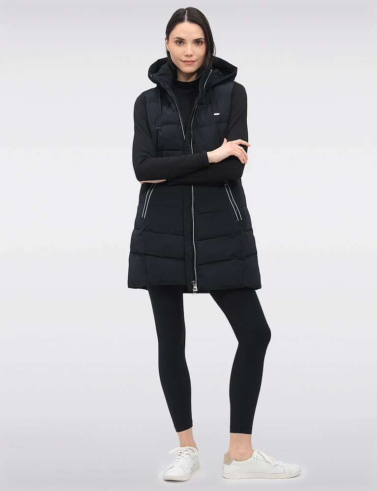 Chic Vegan Puffer Vest with Detachable Hood by Saki