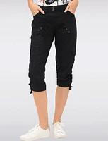 Charlene Cargo Stretch Capri with Adjustable Pulls at the Hem by Dash Clothing
