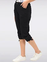 Charlene Cargo Stretch Capri with Adjustable Pulls at the Hem by Dash Clothing