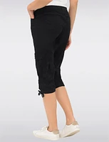 Charlene Cargo Stretch Capri with Adjustable Pulls at the Hem by Dash Clothing