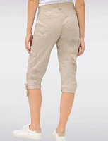 Charlene Cargo Stretch Capri with Adjustable Pulls at the Hem by Dash Clothing