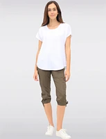 Charlene Cargo Stretch Capri with Adjustable Pulls at the Hem by Dash Clothing