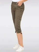Charlene Cargo Stretch Capri with Adjustable Pulls at the Hem by Dash Clothing