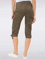 Charlene Cargo Stretch Capri with Adjustable Pulls at the Hem by Dash Clothing