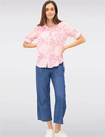 Pull-on Drawstring Waist Cotton Blend Wide Leg Capris With Pockets By Dash