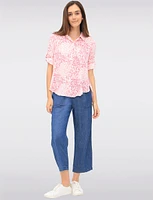 Pull-on Drawstring Waist Cotton Blend Wide Leg Capris With Pockets By Dash