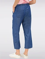 Pull-on Drawstring Waist Cotton Blend Wide Leg Capris With Pockets By Dash