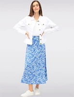 Classic White Cotton Blend Stretch Trucker Jacket with Flap Pockets by Dash