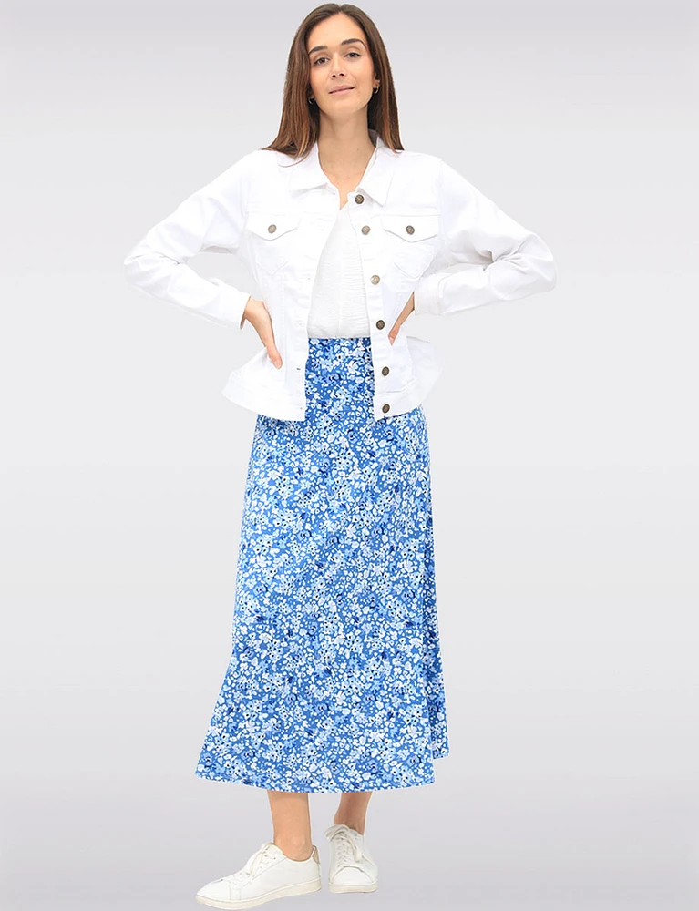 Classic White Cotton Blend Stretch Trucker Jacket with Flap Pockets by Dash