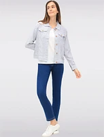 Stylish Striped Linen-Blend Collared Jacket with Chest Pockets by Dash Clothing