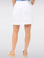 Pull-On Cotton Skort with Pockets Drawstring Waist & Button Slit Detail by Erika