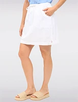 Pull-On Cotton Skort with Pockets Drawstring Waist & Button Slit Detail by Erika